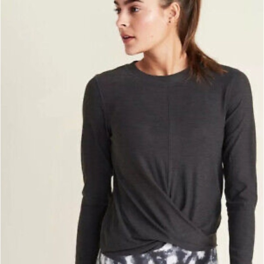 Old Navy Active Relaxed Breath ON Women's Dark Gray Twist Front Long-sleeve shir